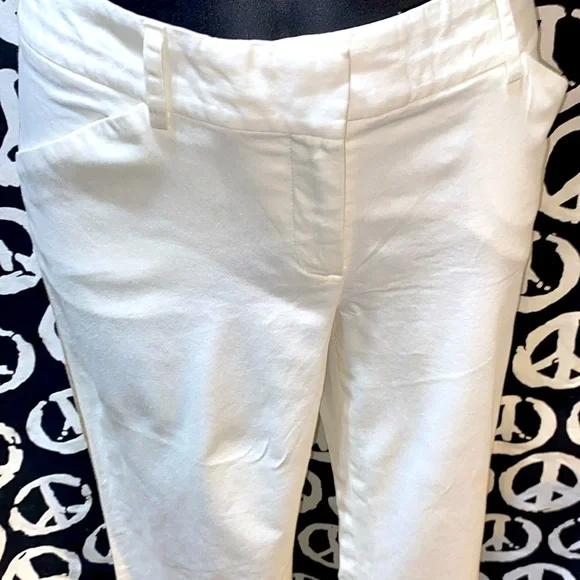 THEORY WHITE WIDE HEM COTTON/LYCRA PANTS SZ 4